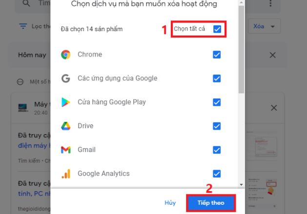 Cách xóa lịch sử tìm kiếm trên Google cho máy tính