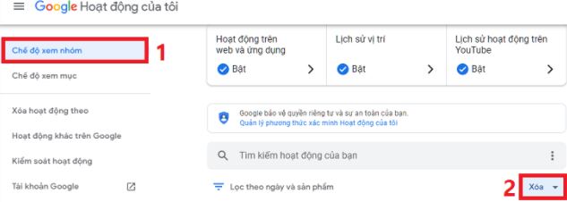 Cách xóa lịch sử tìm kiếm trên Google cho máy tính