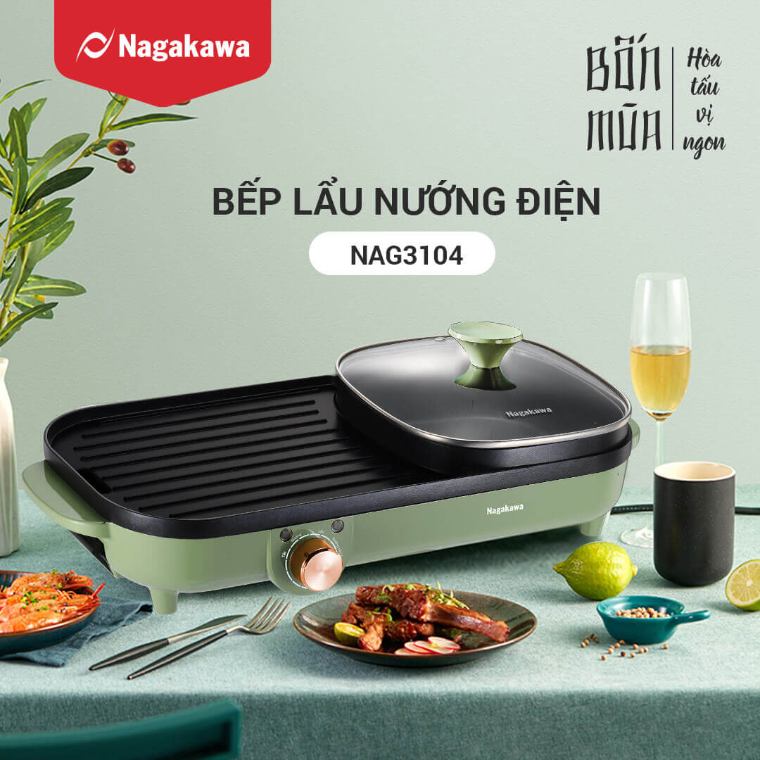 Bếp lẩu nướng điện đa năng Nagakawa NAG3104