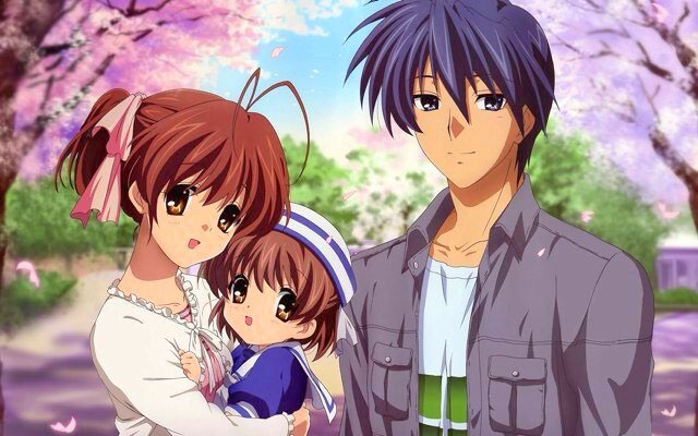 Tranh anime gia đình hạnh phúc