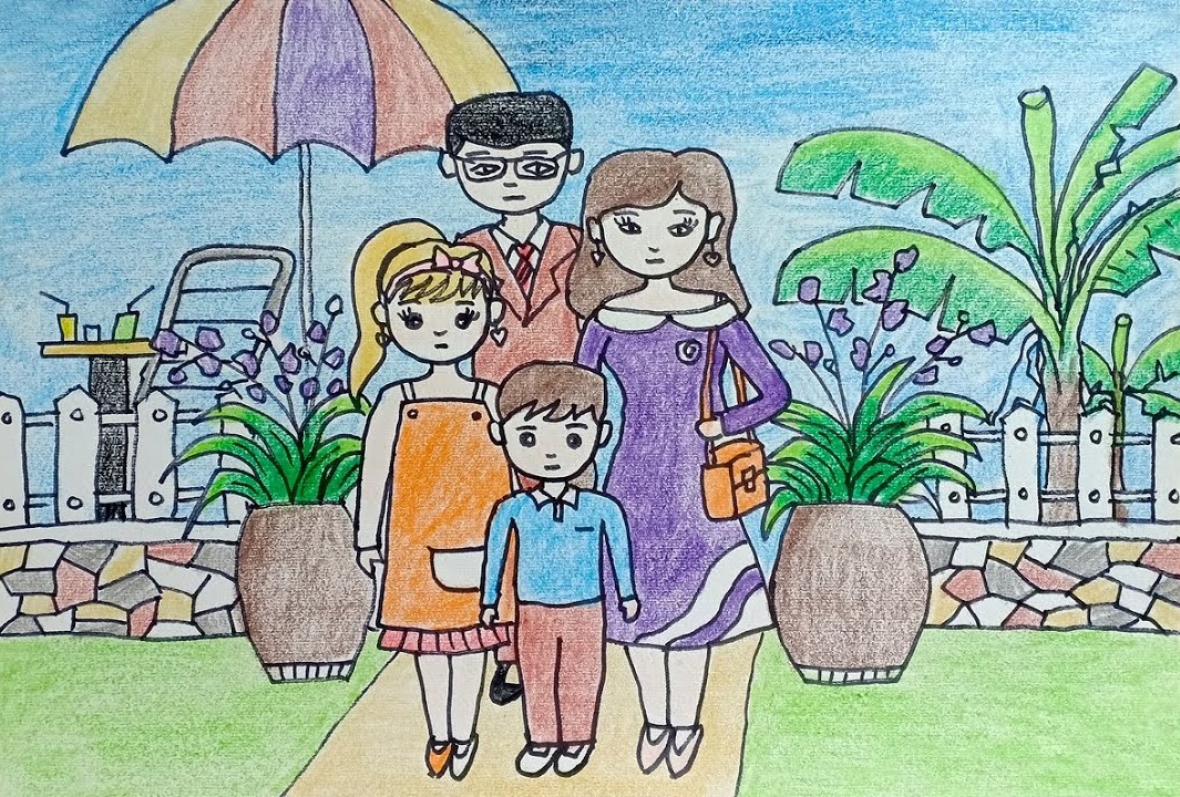 Vẽ tranh về chủ đề gia đình hạnh phúc