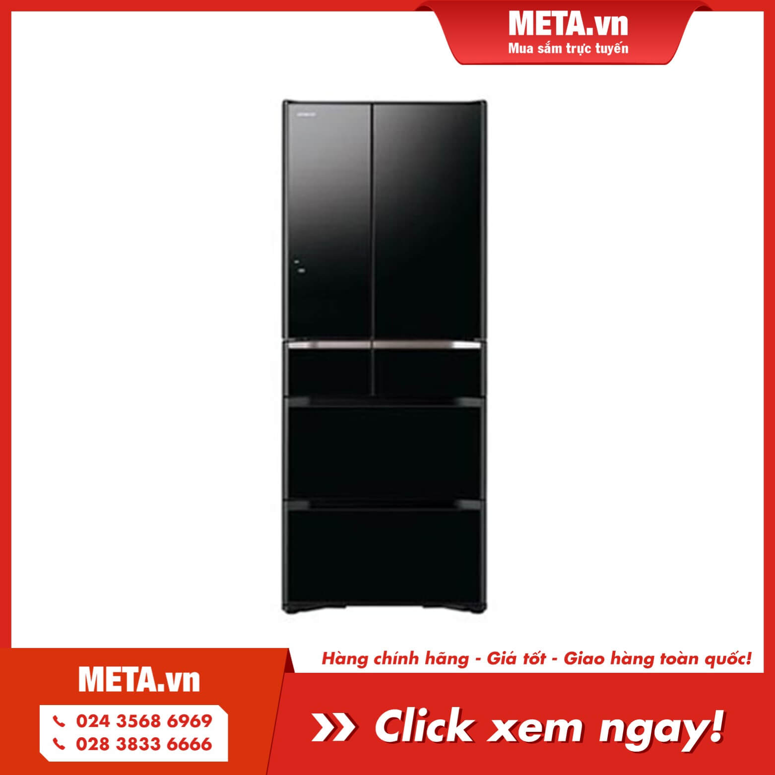 Tủ lạnh Hitachi Inverter 615L 6 cửa R-WX620KV(XK)