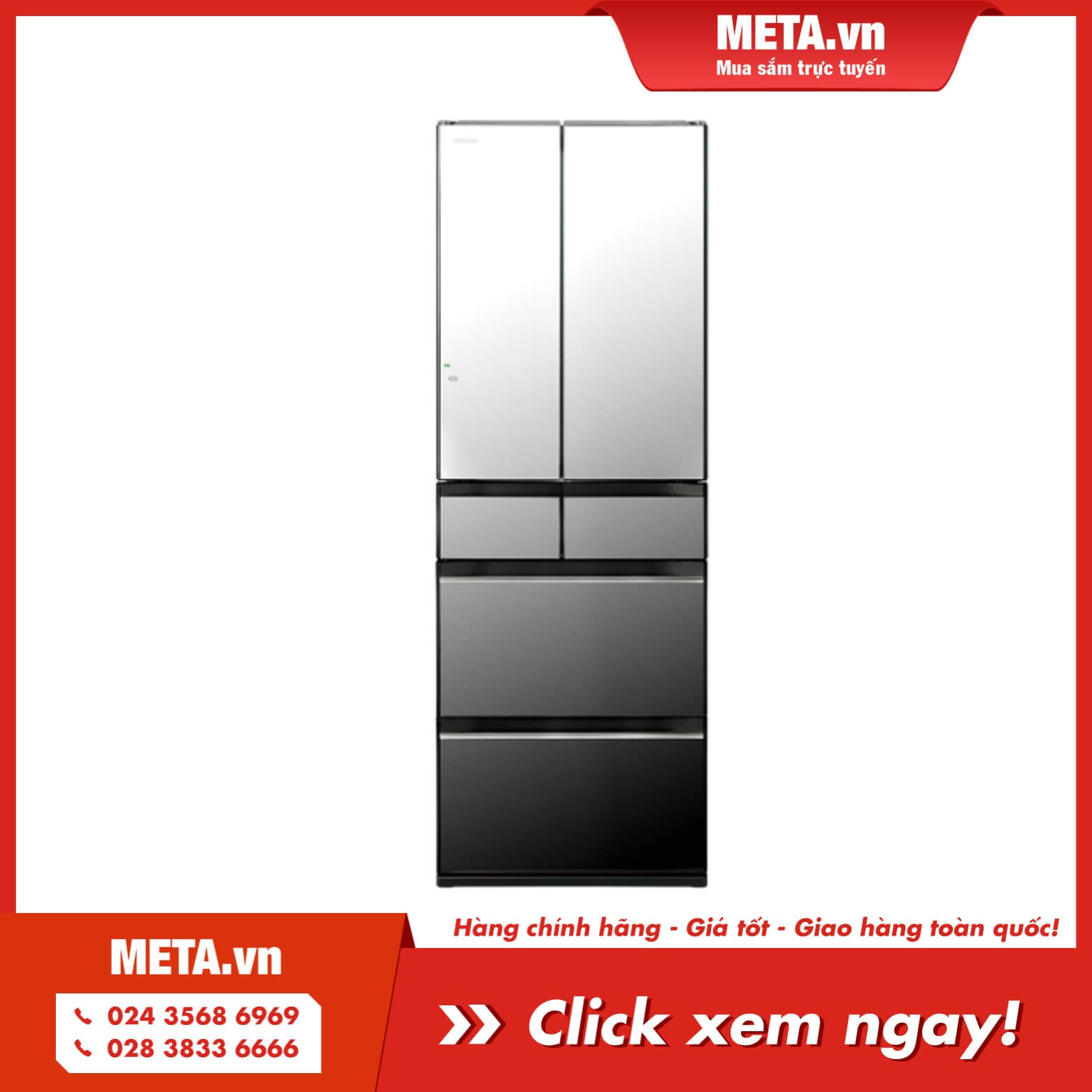 Mua ngay tủ lạnh Hitachi Inverter R-HW530NV (X) - 520 lít