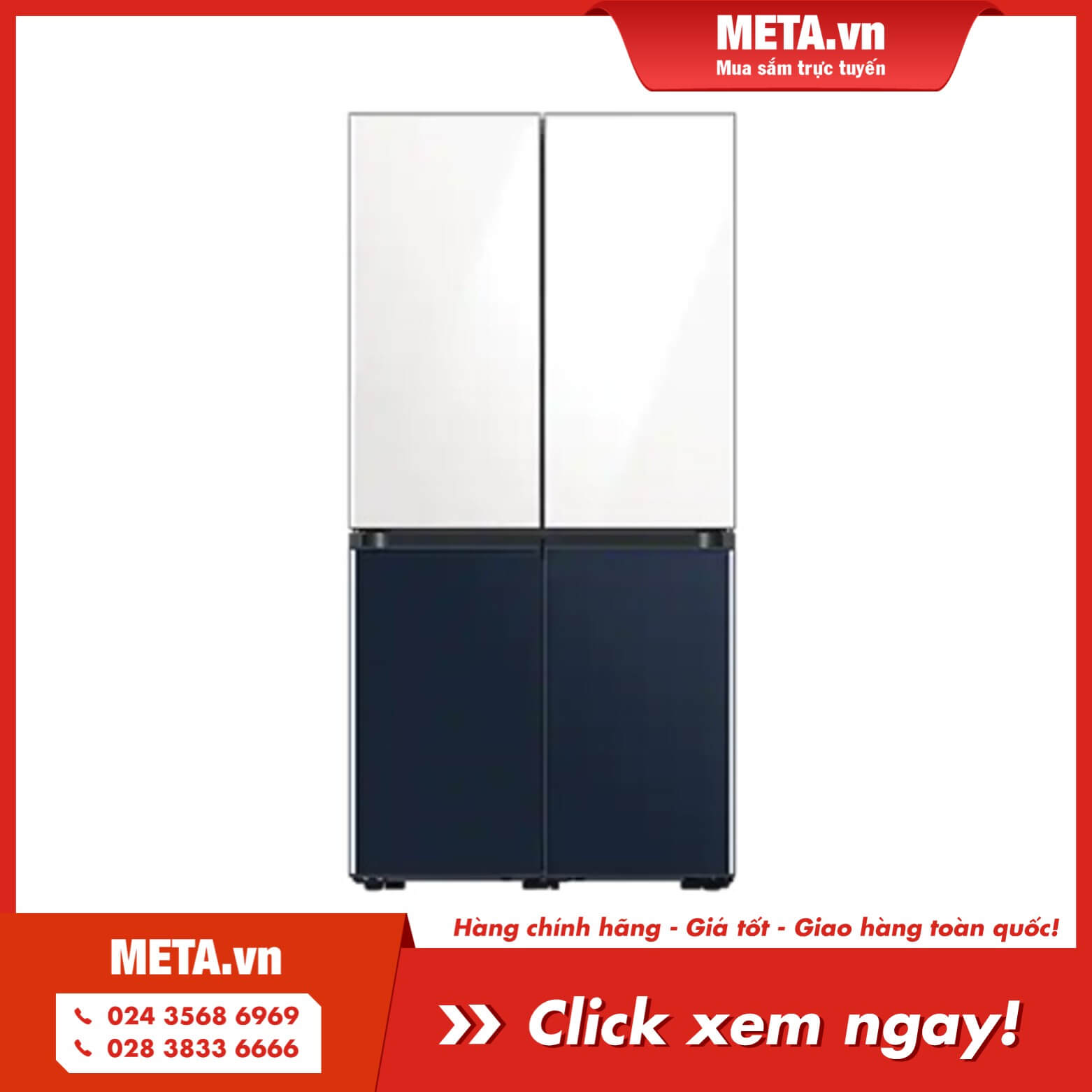 Tủ lạnh Samsung Bespoke multidoor 599 lít RF60A91R177/SV (2 màu trắng và xanh navy)