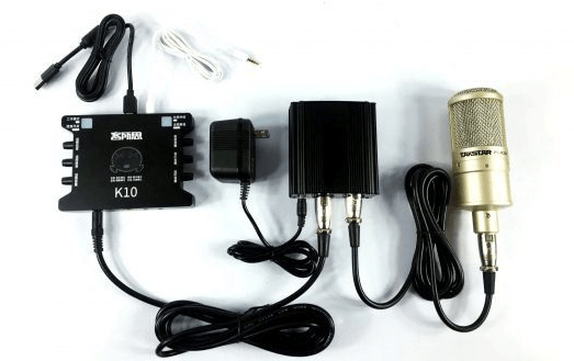 Kết nối cáp micrô 3.5 với XOX K10.  soundcard