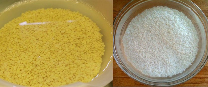 Ngâm gạo và đậu lâu để hạt mềm, xôi dẻo hơn.