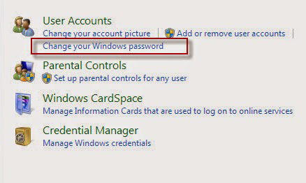 Nhấp vào Thay đổi mật khẩu Windows.