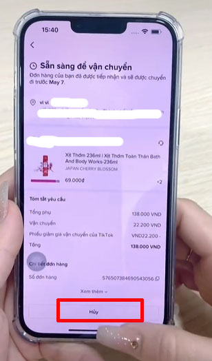 Cách hủy đơn hàng trên TikTok