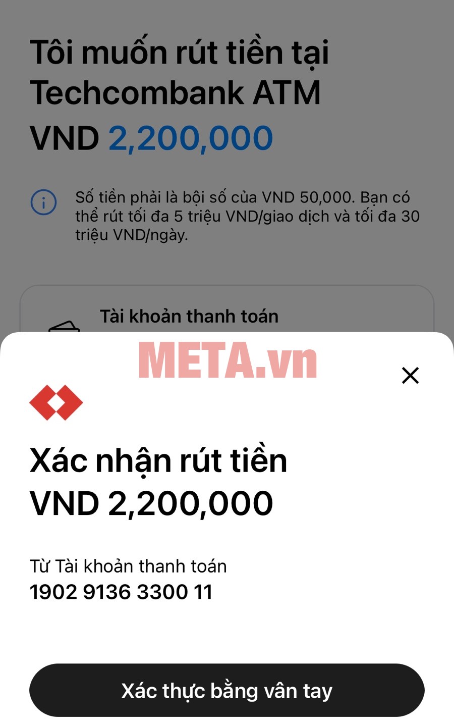 Rút tiền không cần thẻ Techcombank