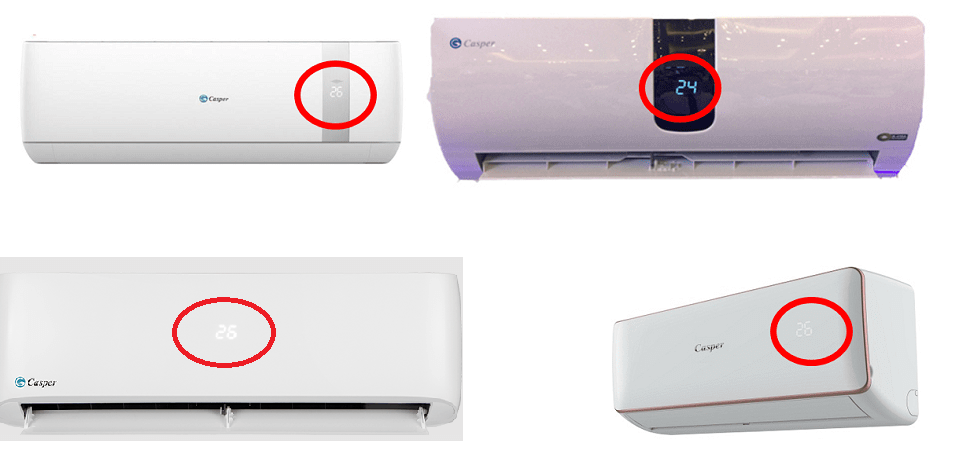 Đèn hiển thị nhiệt độ trên máy lạnh Casper có nhiều kiểu dáng khác nhau
