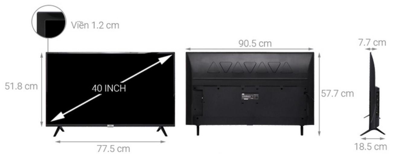 Kích thước TV 40 inch
