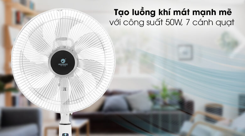 Tạo luồng gió mạnh mẽ với 7 cánh quạt.