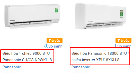 Cách kiểm tra máy lạnh Panasonic chính hãng qua tên sản phẩm