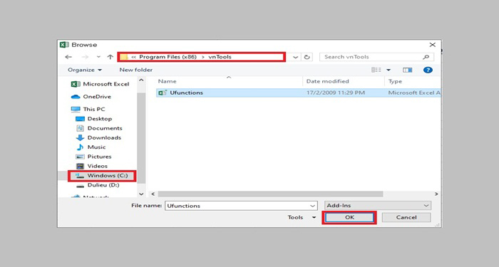 Cửa sổ add-on hiện ra, chọn Browse