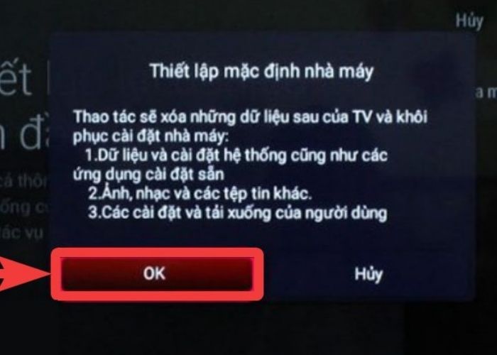 Khôi phục cài đặt gốc của Smart TV TCL