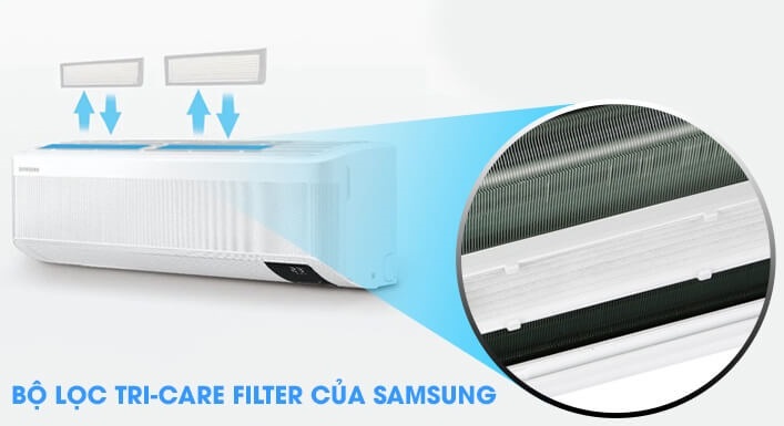 Máy điều hòa không khí Samsung có bộ lọc Tri-Care loại bỏ 99% vi rút và vi khuẩn có hại