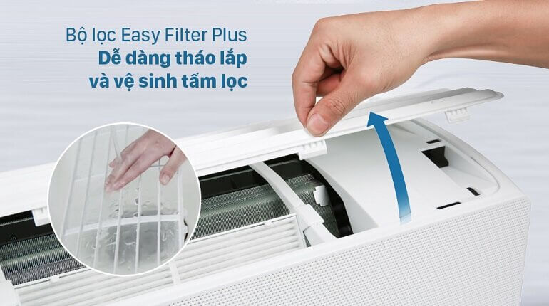 Máy điều hòa không khí Samsung có bộ lọc Easy Filter Plus giúp lọc không khí hiệu quả