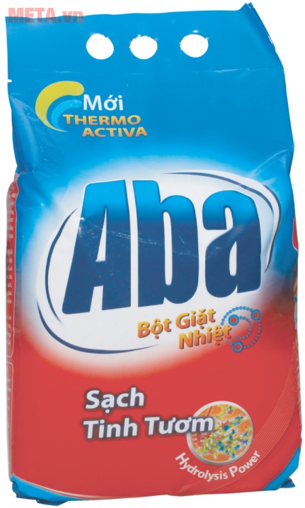 Bột giặt nhiệt Aba 6kg được thiết kế dạng gói tiện lợi.