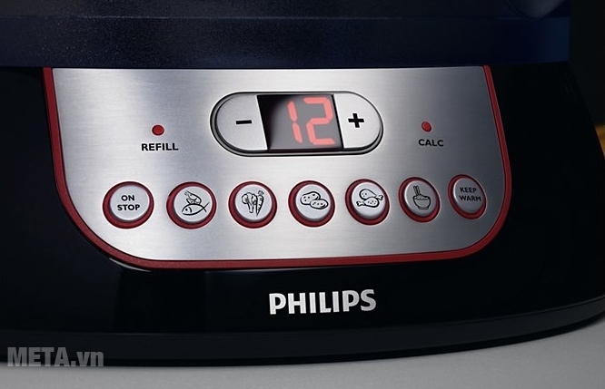 Bảng điều khiển các chức năng của nồi hấp điện Philips HD9140 