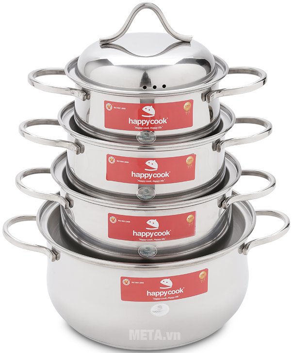 Bộ nồi inox 3 đáy Happy Cook HC08C5 Bộ nồi inox 3 đáy Happy Cook HC08C5