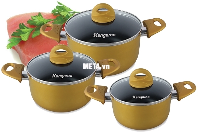 Bộ nồi nhôm sắc màu Kangaroo KG935 Bộ nồi nhôm sắc màu Kangaroo KG935