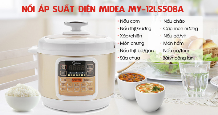 Nồi áp suất điện Midea MY-12LS508A thiết kế đa chức năng Nồi áp suất điện Midea MY-12LS508A thiết kế đa chức năng
