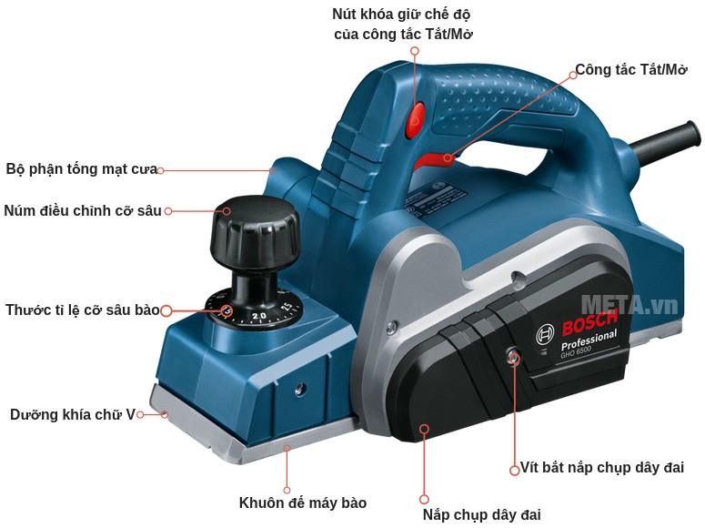 Cấu tạo của máy bào Bosch GHO 6500 Professional